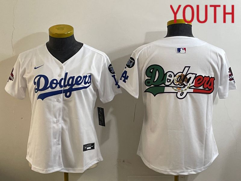 Youth Los Angeles Dodgers Blank White Game 2024 Nike MLB Jersey style 12092->youth mlb jersey->Youth Jersey